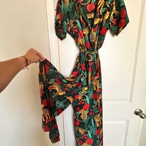 America & Beyond Vibrant Animal Print Romper